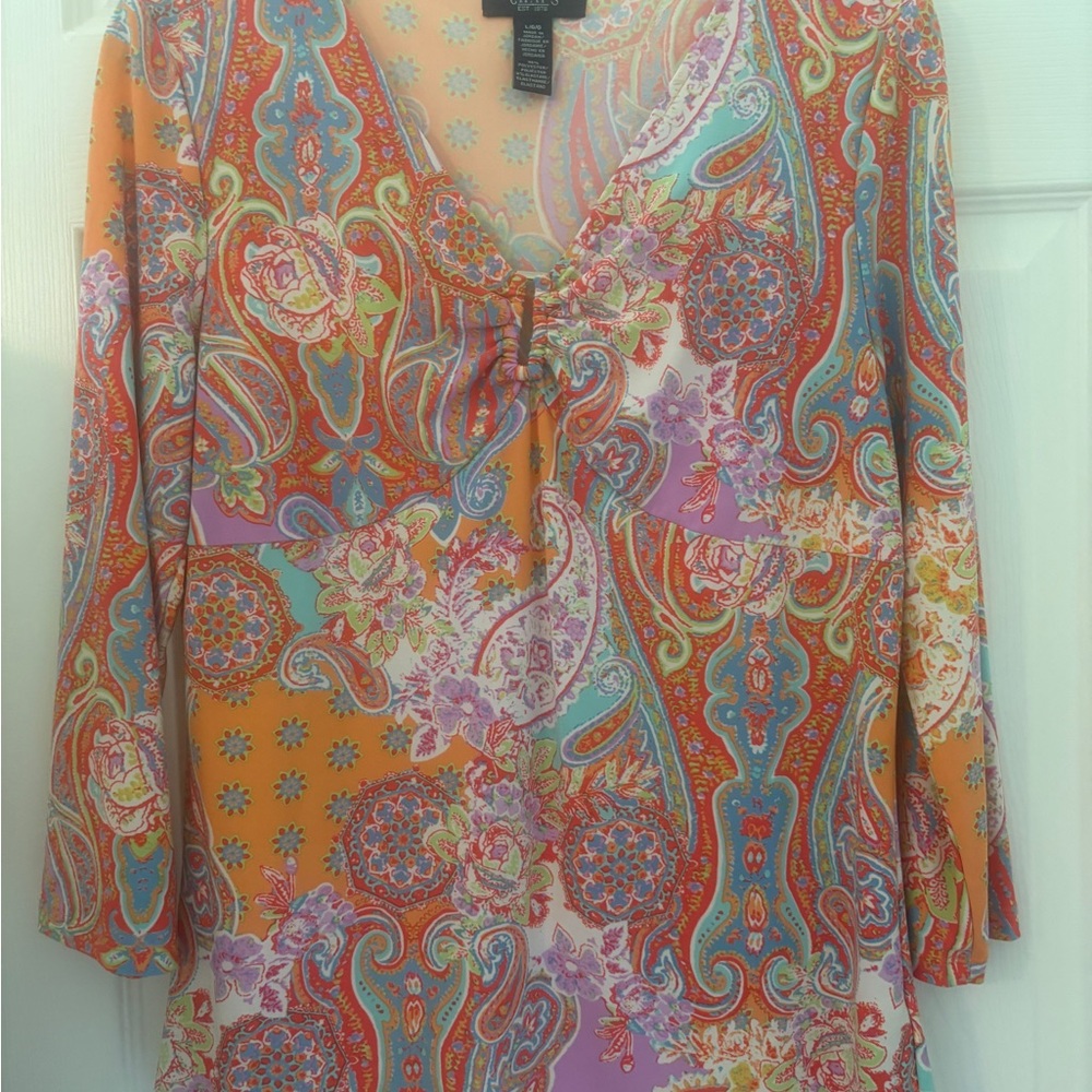 EUC, Chaps Ralph Lauren, Colorful Paisley Print Women's Top